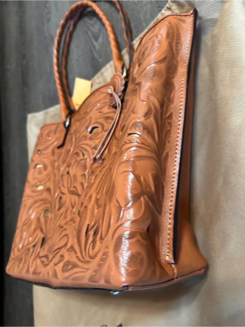 Patricia Nash Leather Cutout Adeline Tote Bag Purse NWT and dust bag